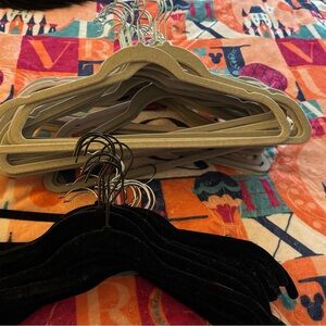 Set of Black and Beige Velvet Hangers